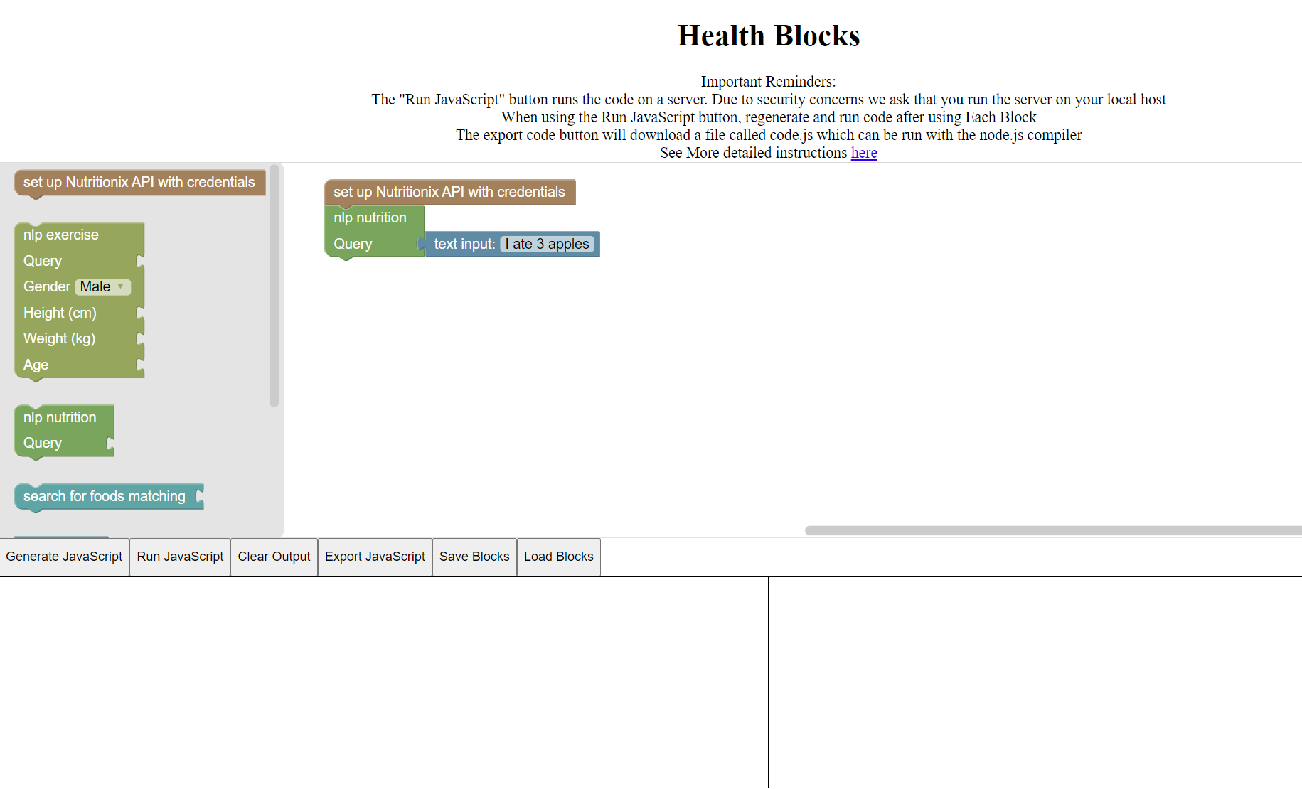 screenshot from health blocks project user-view